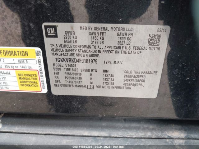 1GKKVRKD4FJ181979 GMC Acadia Slt-1