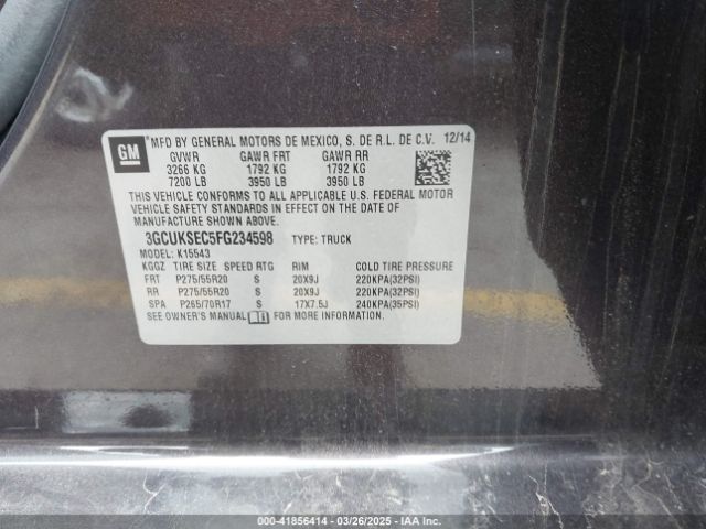 3GCUKSEC5FG234598 Chevrolet Silverado 1500 1lz
