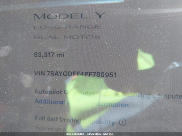 7SAYGDEE4PF780951 Tesla Model Y Awd/long Range Dual Motor All-wheel Drive