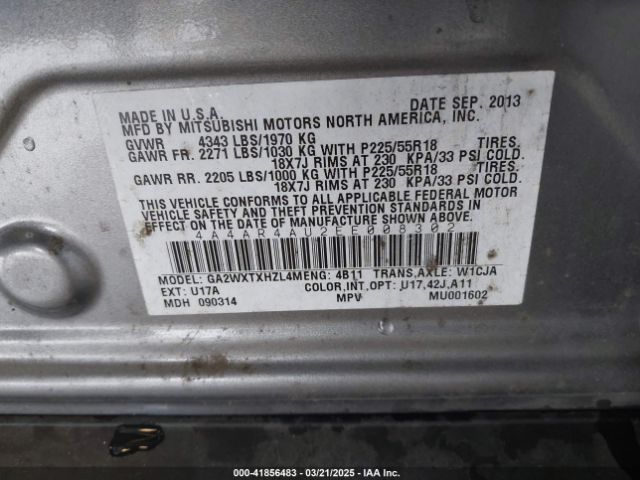 2014 MITSUBISHI OUTLANDER SPORT 4A4AR4AU2EE008302 Photo 8