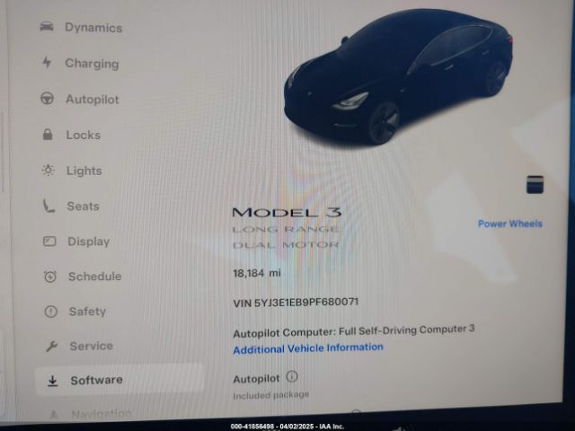 5YJ3E1EB9PF680071 Tesla Model 3 Long Range Dual Motor All-wheel Drive