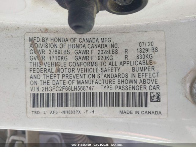 2020 HONDA CIVIC 2HGFC2F66LH568747 Photo 8