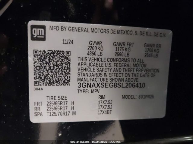 2025 CHEVROLET EQUINOX 3GNAXSEG8SL206410 Photo 8