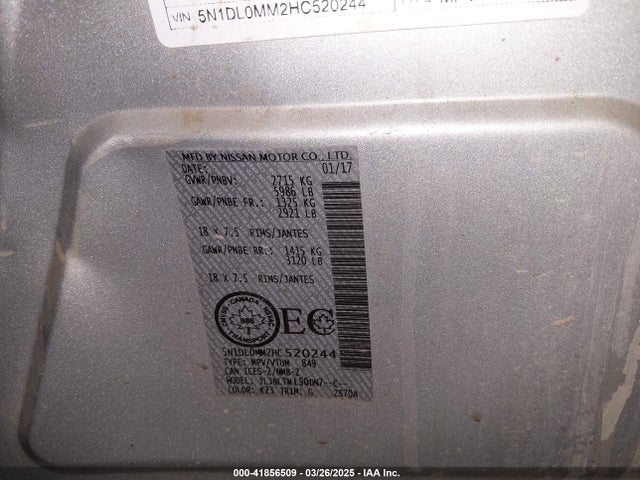 5N1DL0MM2HC520244 Infiniti QX60