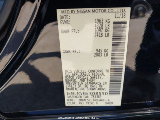 1N4BL4CV3KN308550 Nissan Altima 2.5 Sr
