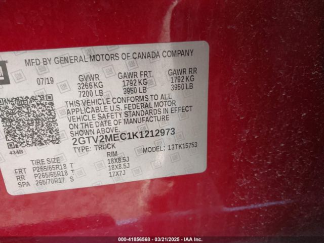 2GTV2MEC1K1212973 GMC Sierra 1500 Limited Sle