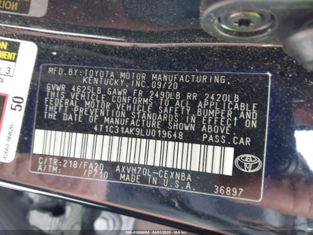 4T1C31AK9LU019648 Toyota Camry Le Hybrid