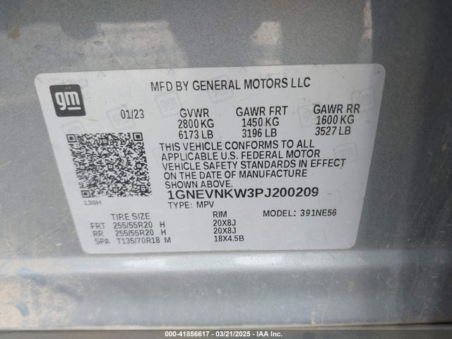 1GNEVNKW3PJ200209 Chevrolet Traverse Awd High Country