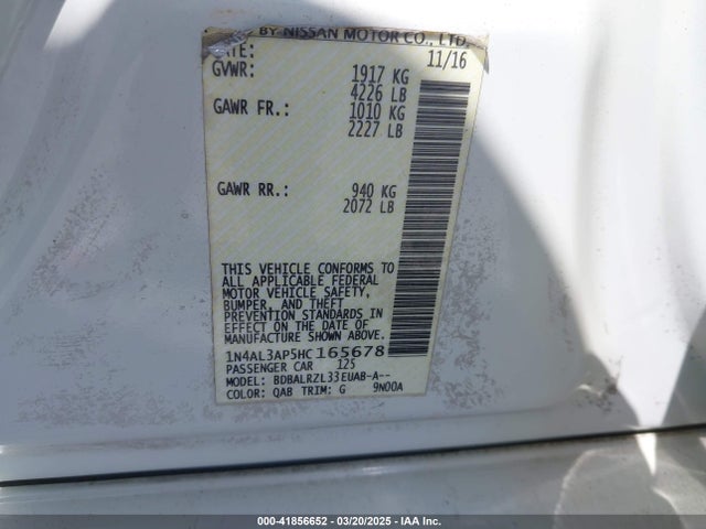 1N4AL3AP5HC165678 Nissan Altima 2.5 Sl