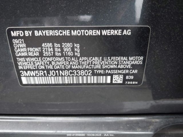 3MW5R1J01N8C33802 BMW 330I