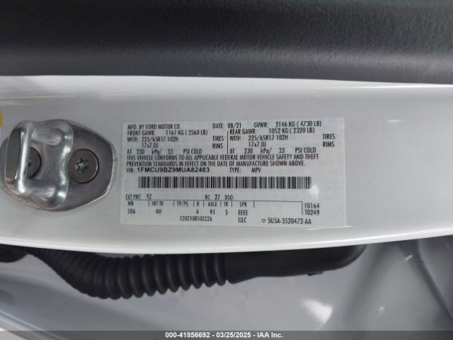 1FMCU9BZ9MUA82483 Ford Escape Se Hybrid