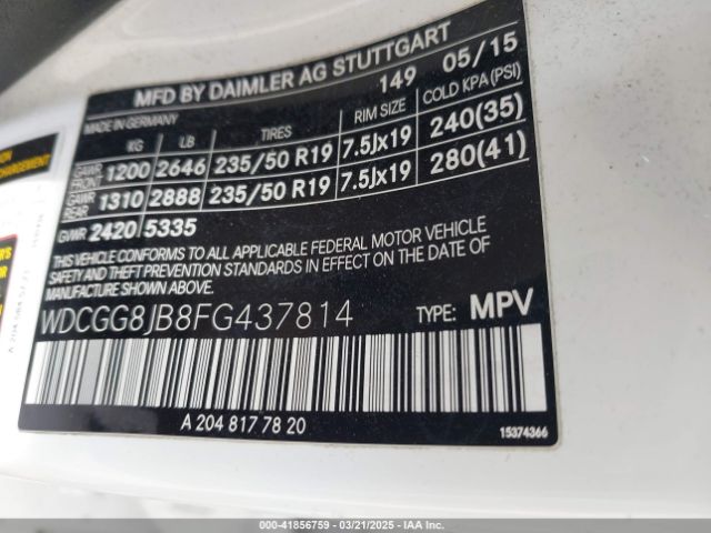 WDCGG8JB8FG437814 Mercedes-Benz Glk 350 4matic