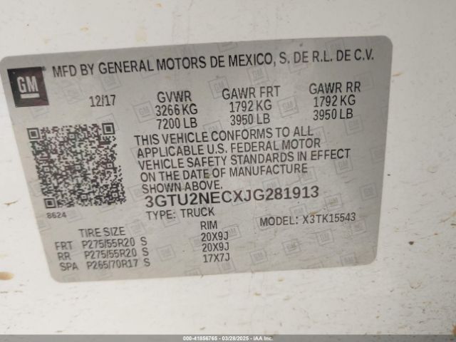 3GTU2NECXJG281913 GMC Sierra 1500 Slt