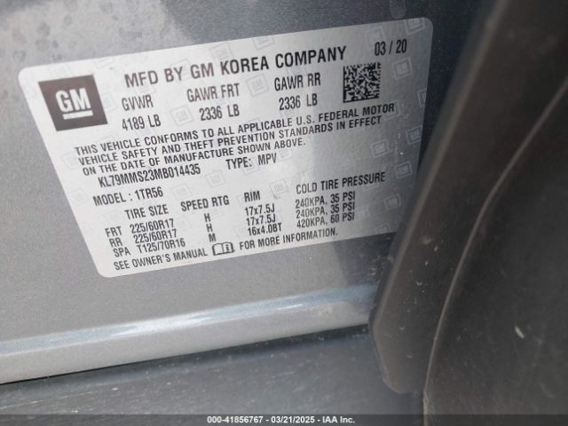KL79MMS23MB014435 Chevrolet Trailblazer Fwd Ls