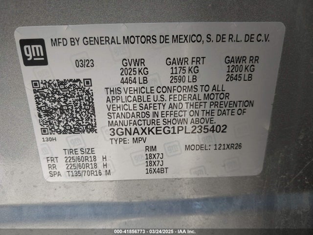 3GNAXKEG1PL235402 Chevrolet Equinox Fwd Lt