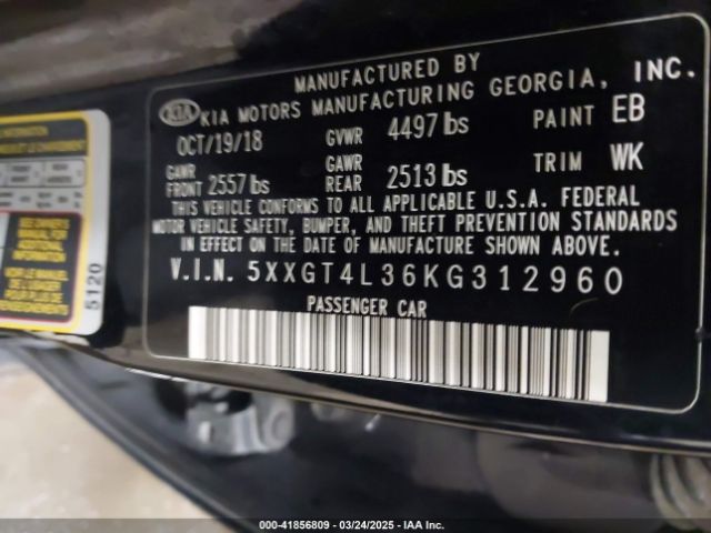5XXGT4L36KG312960 KIA Optima Lx