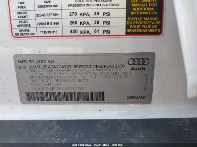 2010 AUDI A3 WAUMFAFM4AA017182 Photo 8