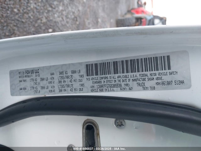 Auction sale of the 2016 Ram 1500 Tradesman, vin: 1C6RR7FG7GS385539, lot number: 41856837