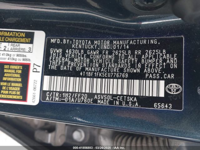 4T1BF1FK5EU776769 Toyota CAMRY SE