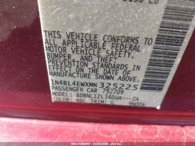 1N4BL4EWXMN325225 Nissan Altima Sl Intelligent Awd