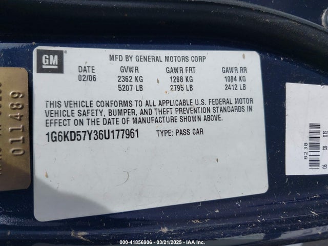 2006 CADILLAC DTS 1G6KD57Y36U177961 Photo 8