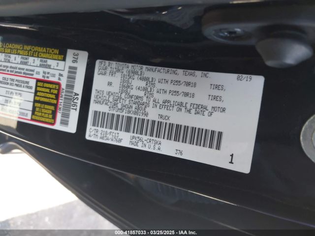 5TFUM5F18KX081990 Toyota Tundra Sr5 4.6l V8