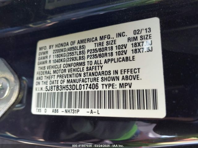 2013 ACURA RDX 5J8TB3H53DL017406 Photo 8