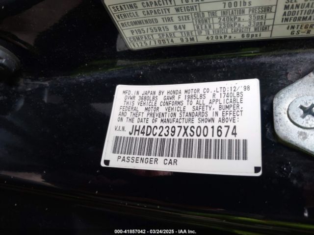 1999 ACURA INTEGRA JH4DC2397XS001674 Photo 8