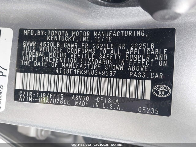 4T1BF1FK9HU349597 Toyota CAMRY SE