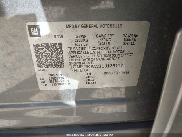 1GNERKKW3LJ128117 Chevrolet Traverse Fwd Premier