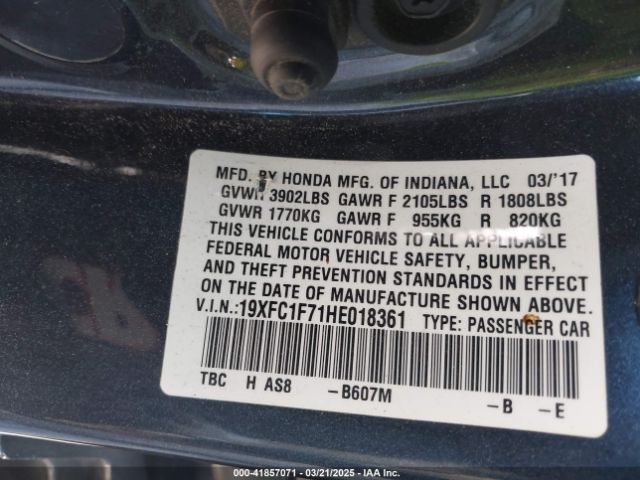 19XFC1F71HE018361 Honda Civic Ex-l