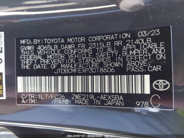 JTDBCMFEXP3018606 Toyota Corolla Hybrid Se