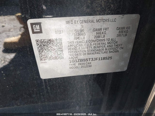 1G1ZB5ST3JF118525 Chevrolet Malibu 1ls