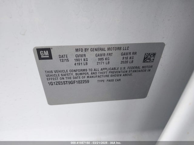 1G1ZE5ST9GF182259 Chevrolet MALIBU 1LT