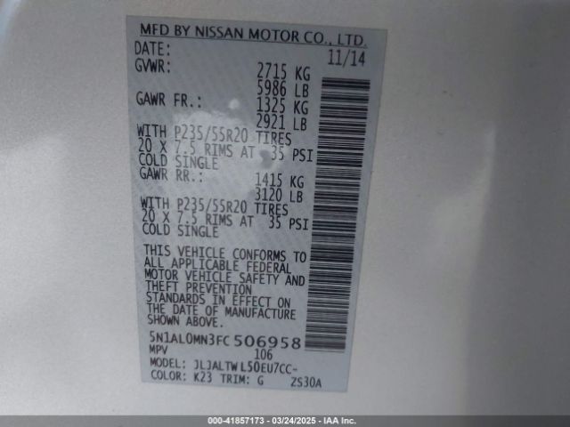 5N1AL0MN3FC506958 Infiniti QX60