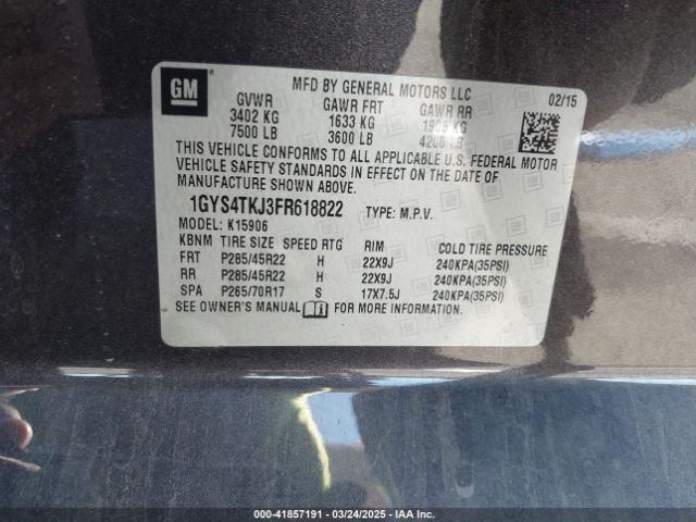 1GYS4TKJ3FR618822 Cadillac Escalade Esv Premium