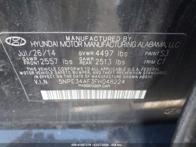 5NPE34AF3FH048224 Hyundai Sonata Limited