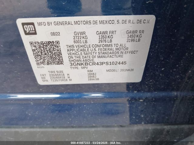 3GNKBCR43PS102445 Chevrolet Blazer Fwd 2lt