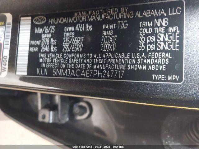 5NMJACAE7PH247717 Hyundai TUCSON SE