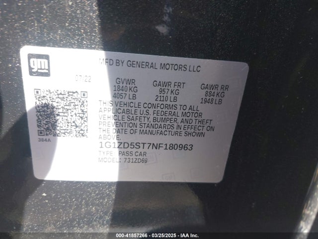 Chevrolet MALIBU LT 2022 1G1ZD5ST7NF180963 Image 9
