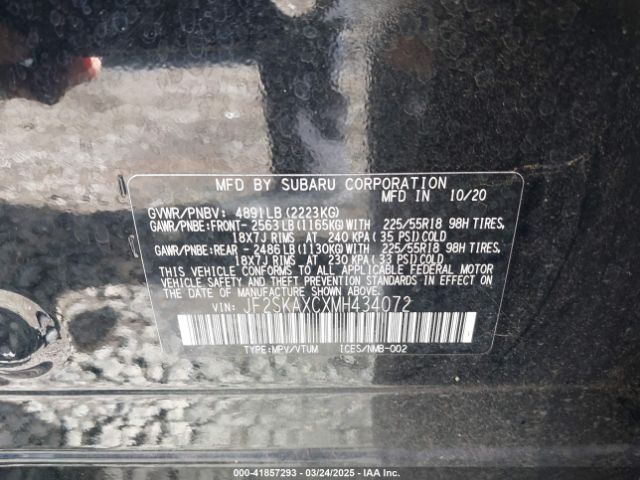 JF2SKAXCXMH434072 Subaru Forester Touring