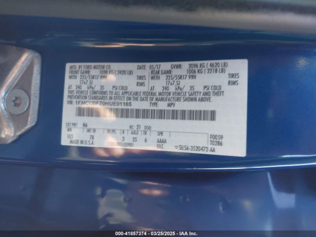 1FMCU0F70HUE01165 Ford ESCAPE S