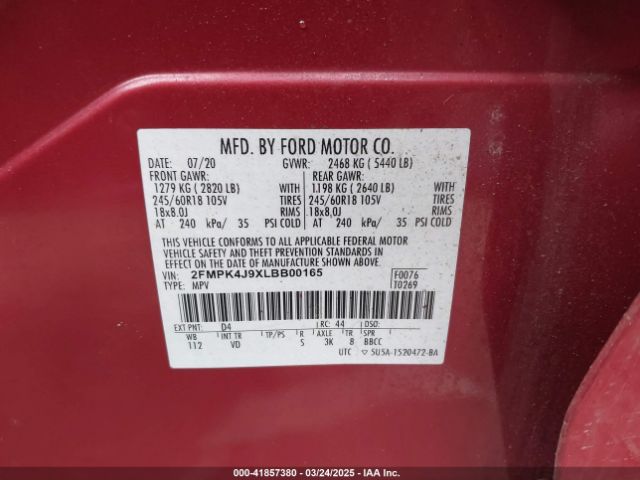2FMPK4J9XLBB00165 Ford EDGE SEL