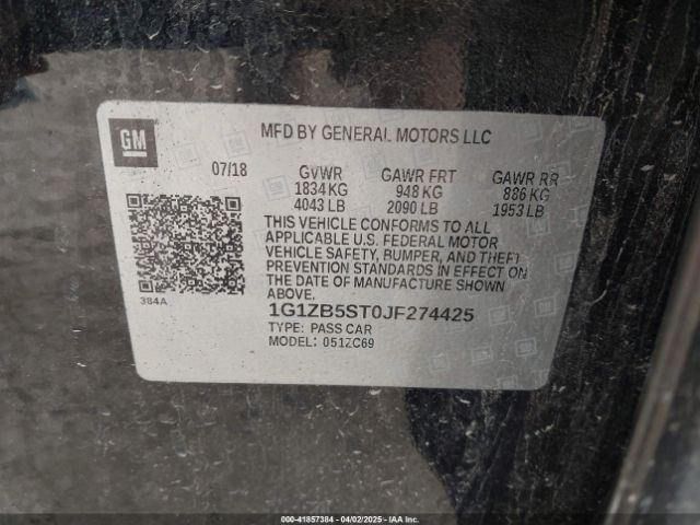 1G1ZB5ST0JF274425 Chevrolet Malibu 1ls