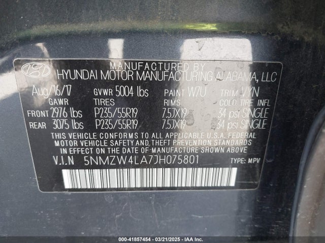 5NMZW4LA7JH075801 Hyundai Santa Fe Sport 2.0t Ultimate