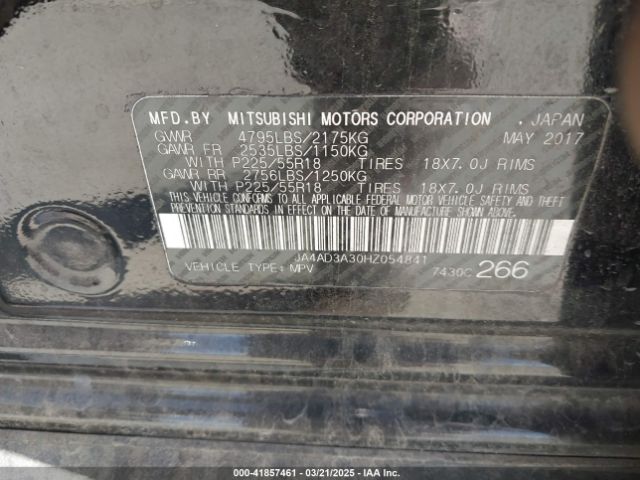 JA4AD3A30HZ054841 Mitsubishi Outlander Sel