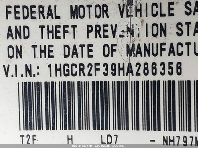 1HGCR2F39HA286356 Honda ACCORD LX
