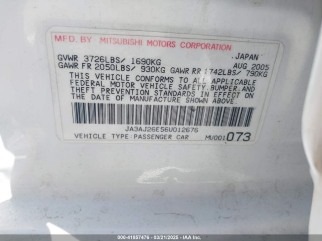 2006 MITSUBISHI LANCER JA3AJ26E56U012676 Photo 8