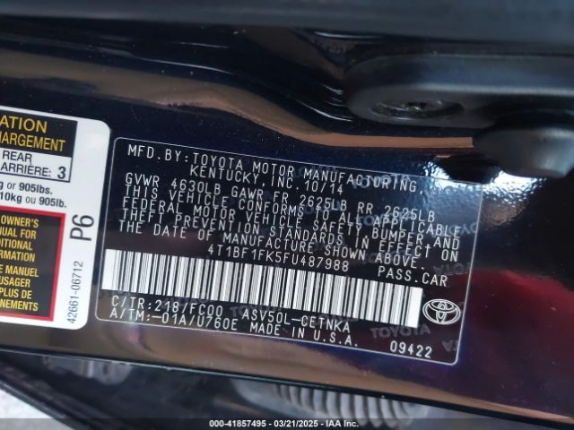 4T1BF1FK5FU487988 Toyota CAMRY LE