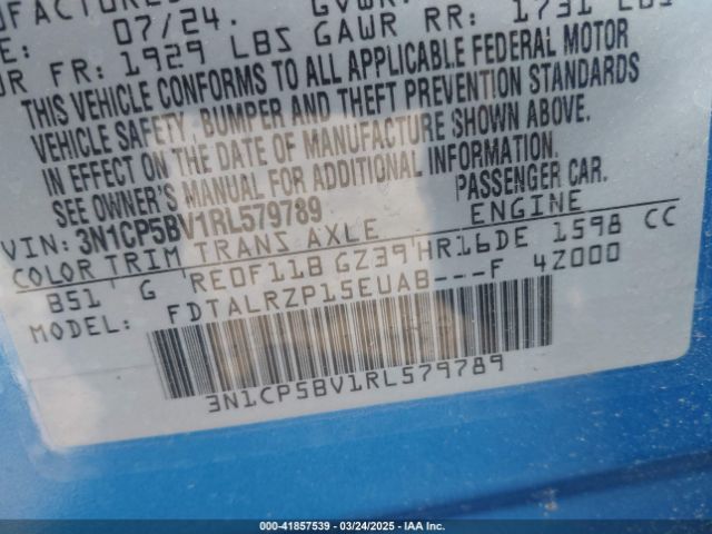 3N1CP5BV1RL579789 Nissan Kicks S Xtronic Cvt
